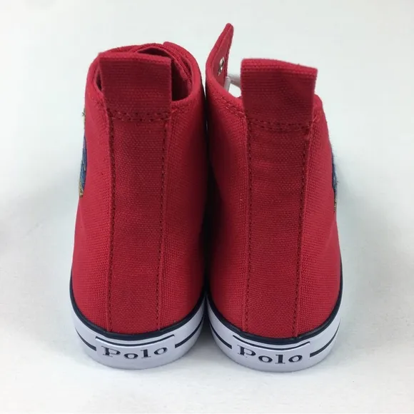 Polo Ralph Lauren HAMPTYN HI II Bear Sneakers Shoes Red GS Size 6 youth new