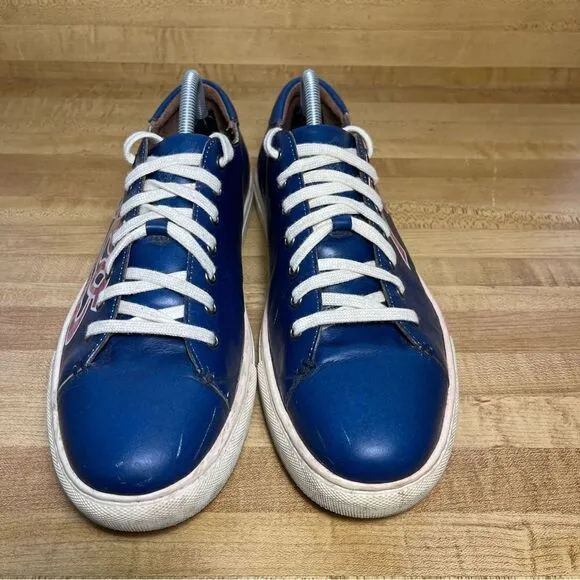 Polo Ralph Lauren Jermain Red Letter Leather Blue Shoes Men’s Size 10D Sneakers