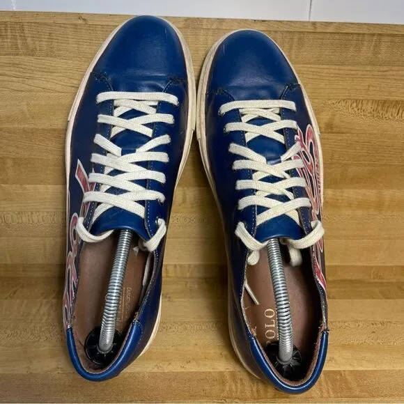 Polo Ralph Lauren Jermain Red Letter Leather Blue Shoes Men’s Size 10D Sneakers