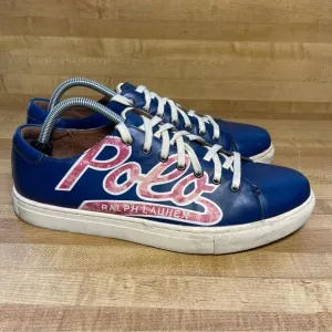 Polo Ralph Lauren Jermain Red Letter Leather Blue Shoes Men’s Size 10D Sneakers