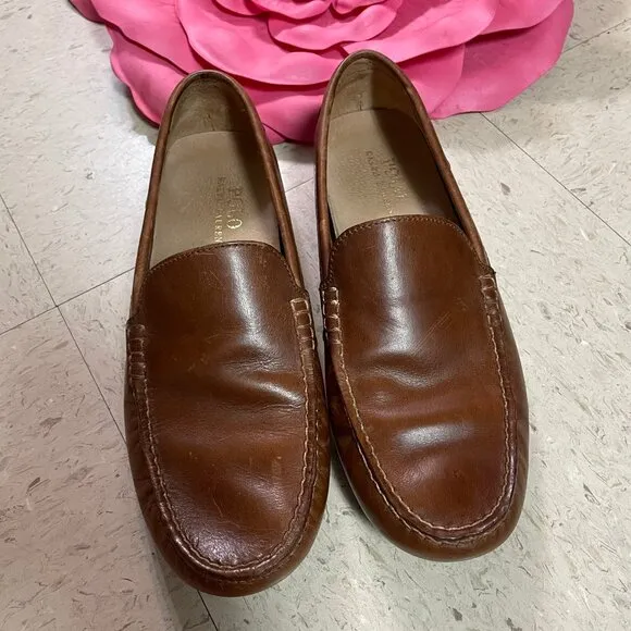 POLO RALPH LAUREN Mens 8.5D Leather Penny Driving Loafers Dress Shoes Brown