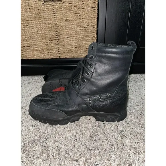 Polo Ralph Lauren RL Mens Andres III Boots Mens 10.5 D Black Leather Buckle RARE