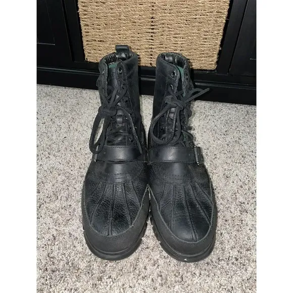 Polo Ralph Lauren RL Mens Andres III Boots Mens 10.5 D Black Leather Buckle RARE