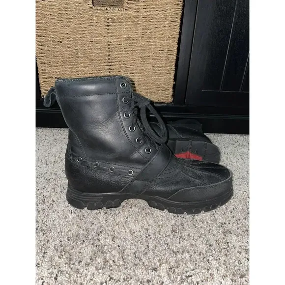 Polo Ralph Lauren RL Mens Andres III Boots Mens 10.5 D Black Leather Buckle RARE