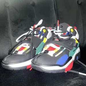 Polo Ralph Lauren Sport PS100 High Top Shoes Black Multicolor Sneakers Boys Sz 4