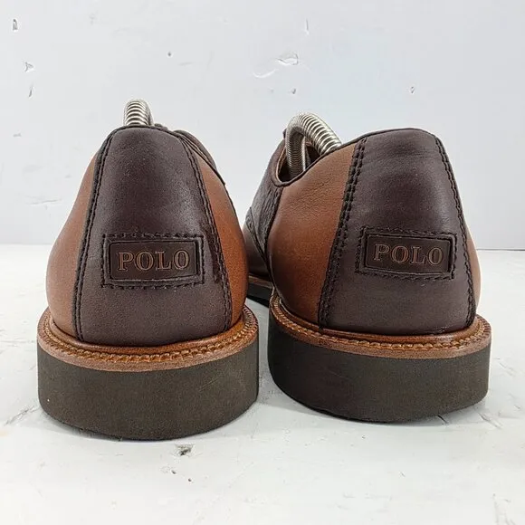 Polo Ralph Lauren Torrington Dress Oxford Saddle Mens Shoes Brown Leather 9.5 D