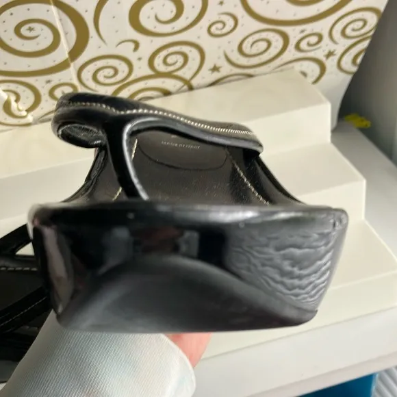 Prada Black Wedge Sandals with Thong Strap