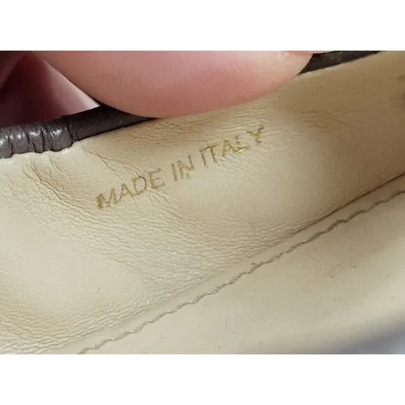 PRADA Cap Toe Logo Gray Leather Ballet Flats Shoes Ballerina Euro 37 - US 6.5