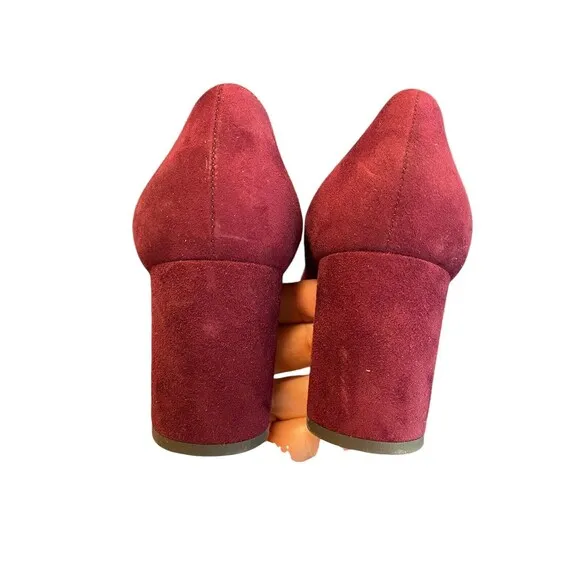 PRADA EUC Calzature‎ Donna Mary Jane Block Heel Pump Shoe burgandy Suede EUR 36