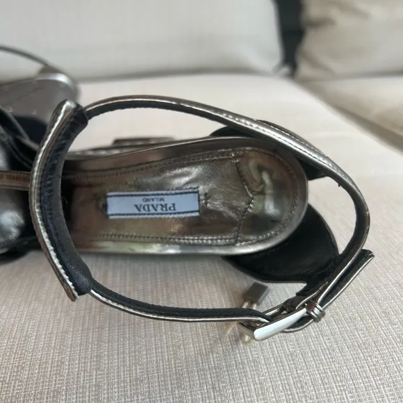 Prada Fall Runway 2014 Silver Wedge Sandals, size 10 (Italian 40)