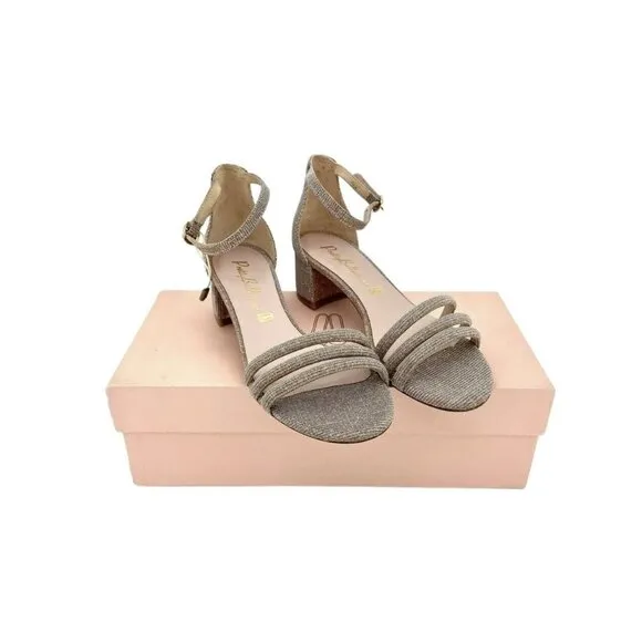 Pretty Ballerinas Cassie Rose Gold Glitter Heeled Sandals SZ 36 EU NIB $329