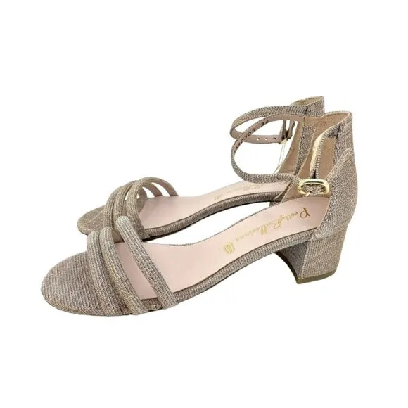 Pretty Ballerinas Cassie Rose Gold Glitter Heeled Sandals SZ 36 EU NIB $329