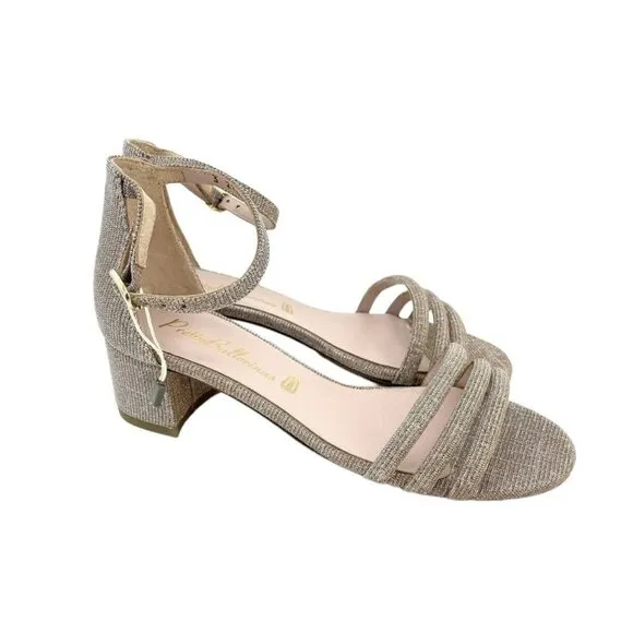 Pretty Ballerinas Cassie Rose Gold Glitter Heeled Sandals SZ 36 EU NIB $329