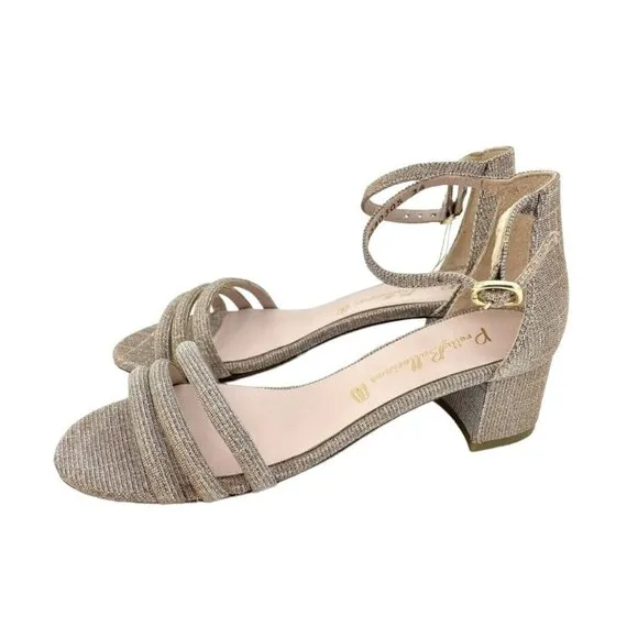 Pretty Ballerinas Cassie Rose Gold Glitter Heeled Sandals SZ 36 EU NIB $329