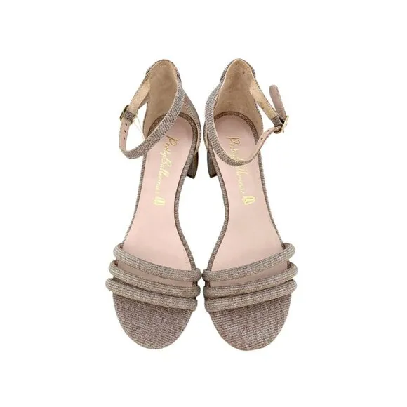 Pretty Ballerinas Cassie Rose Gold Glitter Heeled Sandals SZ 36 EU NIB $329