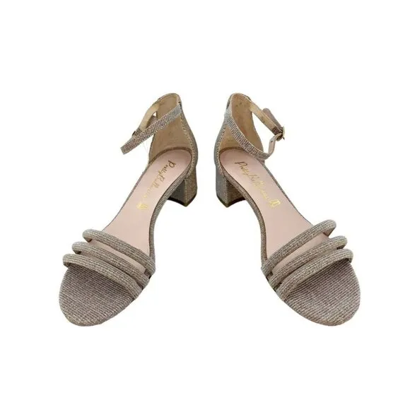 Pretty Ballerinas Cassie Rose Gold Glitter Heeled Sandals SZ 36 EU NIB $329