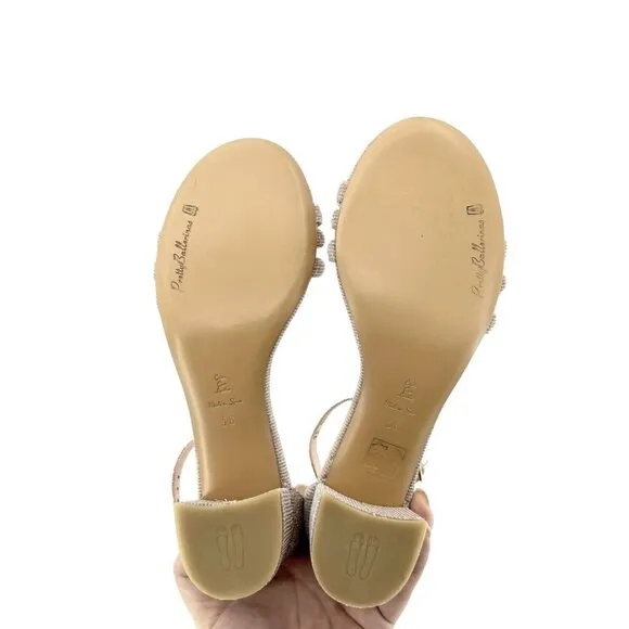 Pretty Ballerinas Cassie Rose Gold Glitter Heeled Sandals SZ 36 EU NIB $329