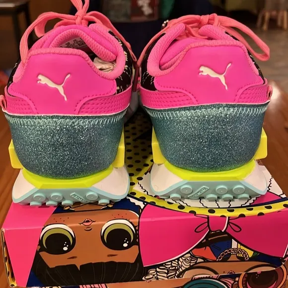 Puma Future Rider x LOL Surprise Shoes Youth 7C Pink Yellow Sneakers new w/box