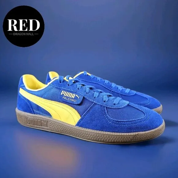 Puma Palermo Update Vintage Shoes 401364 02 Blue Sunny Yellow - Men's Size 10.5