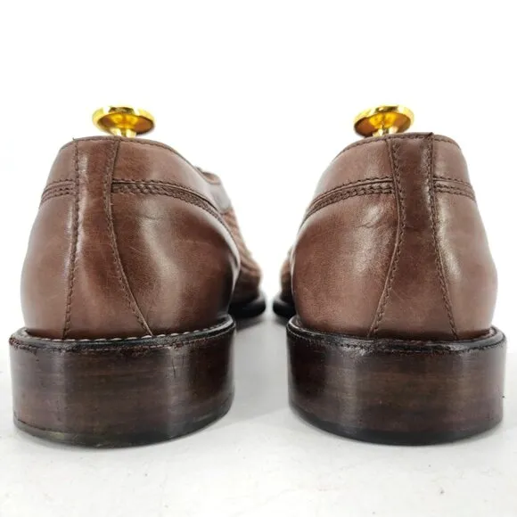 R. Martegani Italy Exotic Alligator and Woven Fabric Brown Dress Shoes Mens 9.5M