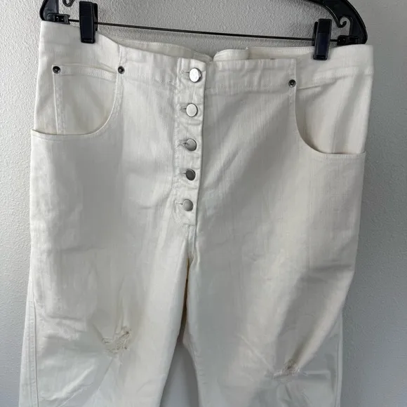 RACHEL COMEY Wilkes Pant Dirty White Distressed Designer Casual Women’s 12