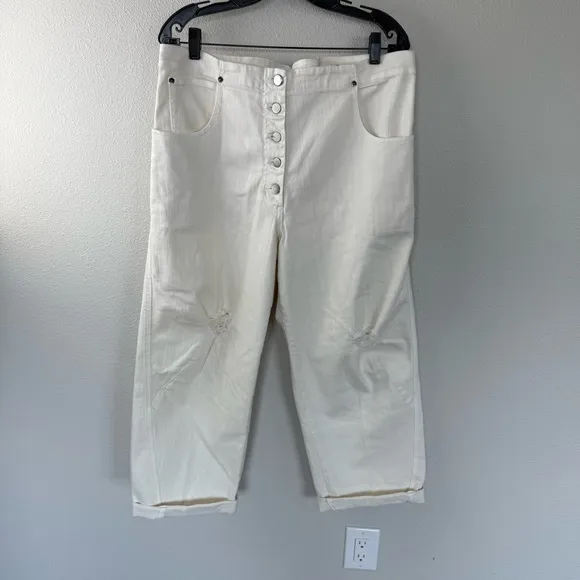RACHEL COMEY Wilkes Pant Dirty White Distressed Designer Casual Women’s 12