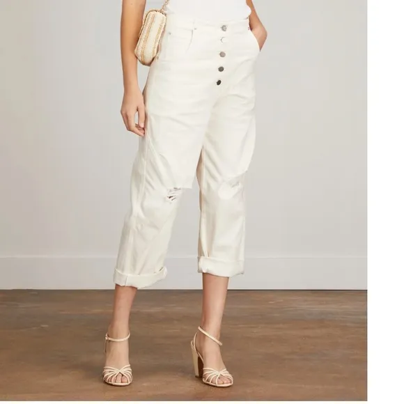 RACHEL COMEY Wilkes Pant Dirty White Distressed Designer Casual Women’s 12