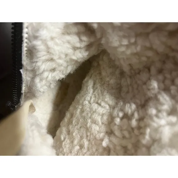 Rag &amp; Bone Ashford black leather genuine shearling moto snow‎ winter boots 8.5