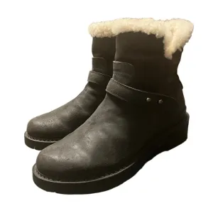 Rag &amp; Bone Ashford black leather genuine shearling moto snow‎ winter boots 8.5