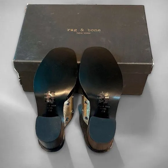 Rag &amp; Bone Paige Sandals in Gold Grommet