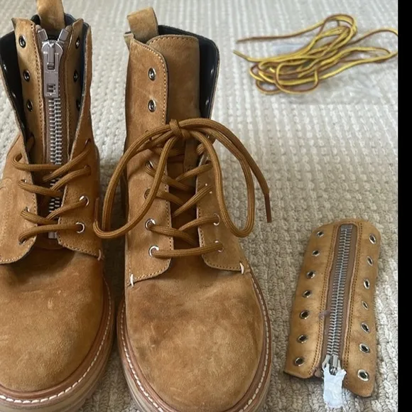 Rag &amp; Bone Suede Lace Up Combat Boots w/Insert