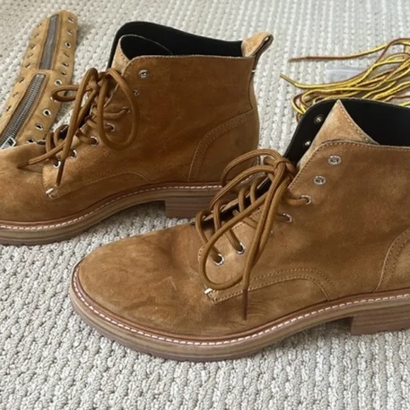 Rag &amp; Bone Suede Lace Up Combat Boots w/Insert