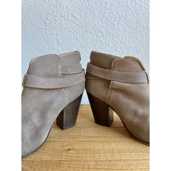 Rag and Bone Harrow Booties in Stone (Grey Waxed Suede) | 39