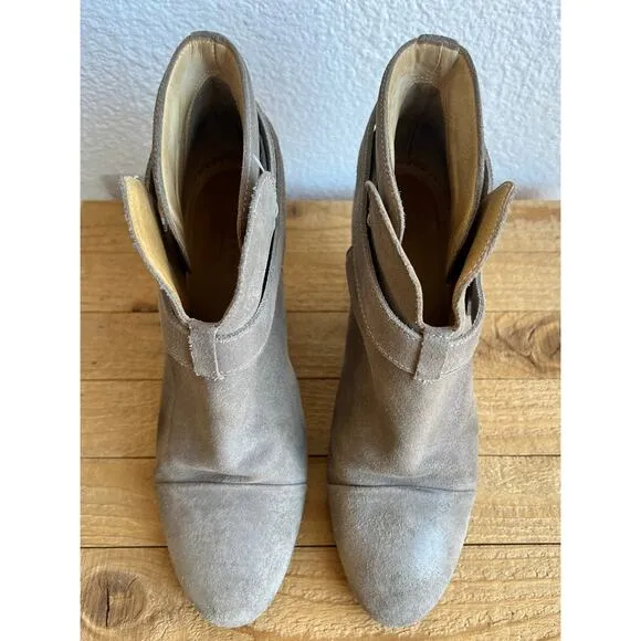 Rag and Bone Harrow Booties in Stone (Grey Waxed Suede) | 39