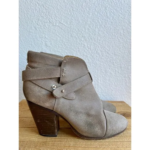 Rag and Bone Harrow Booties in Stone (Grey Waxed Suede) | 39