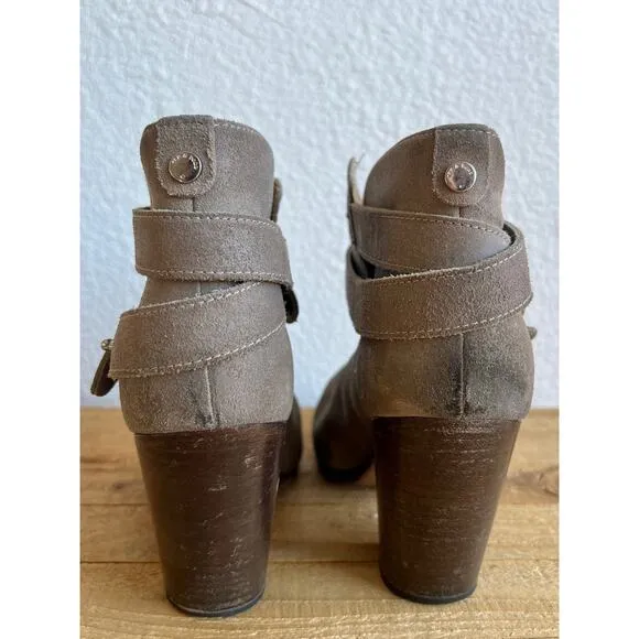 Rag and Bone Harrow Booties in Stone (Grey Waxed Suede) | 39