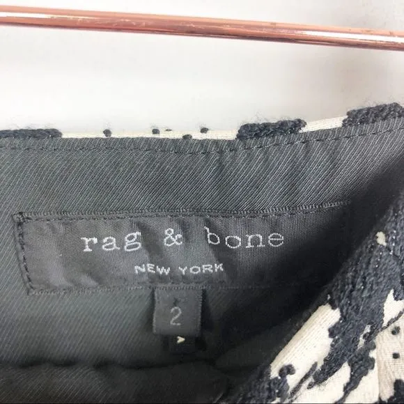 RAG &amp; BONE | Em Printed Black &amp; Cream Twill Shorts
