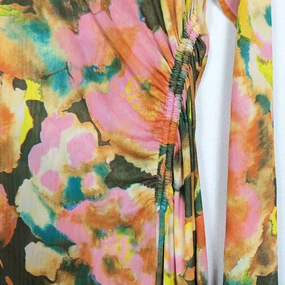 Rails Terra Floral Mona Sheer Lined Long Sleeve Dress