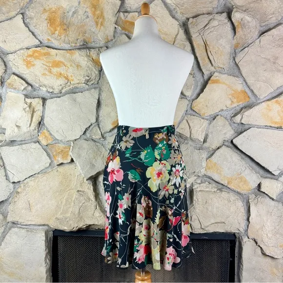 Ralph Lauren Collection Purple Label Silk Skirt Black Floral | 10