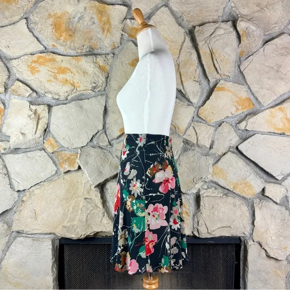 Ralph Lauren Collection Purple Label Silk Skirt Black Floral | 10