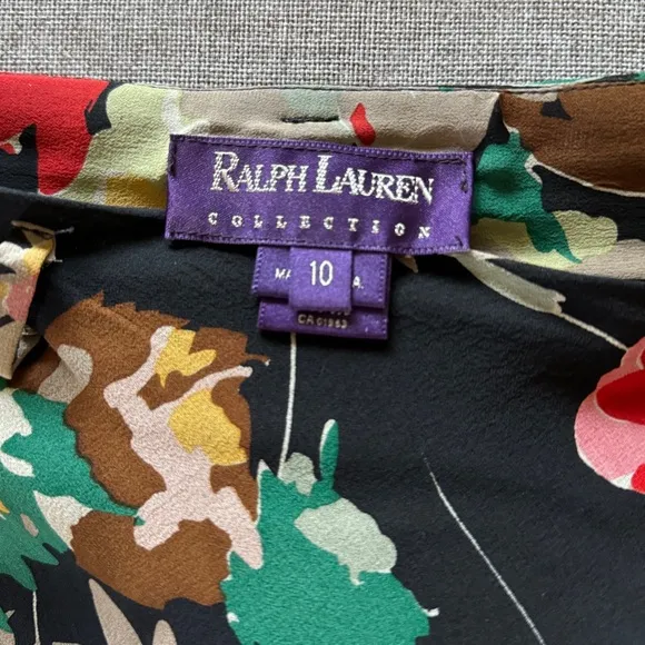 Ralph Lauren Collection Purple Label Silk Skirt Black Floral | 10