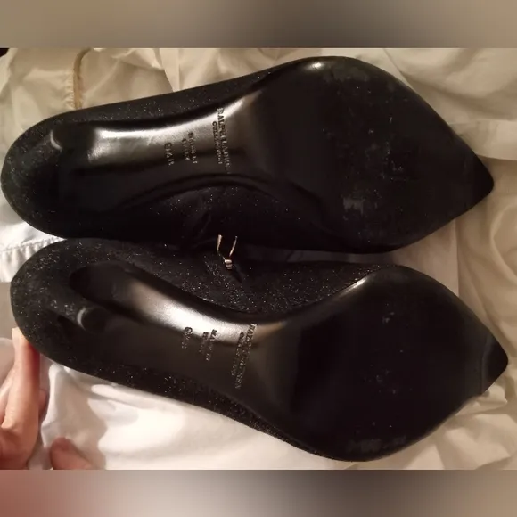 Ralph Lauren Collection Tahira Black Glitter Ankle Boots 9.5