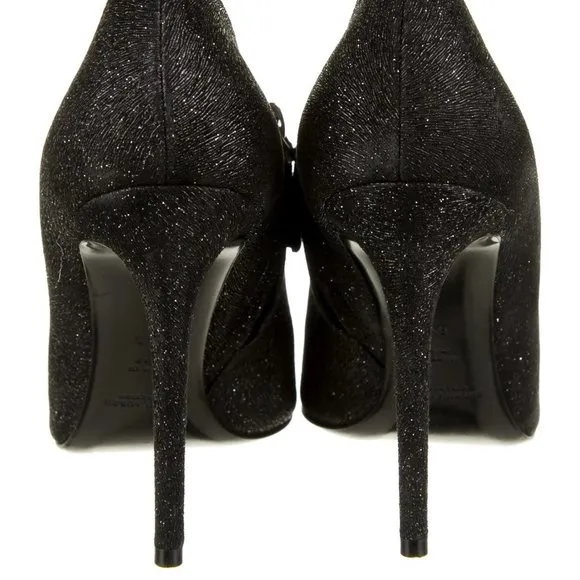 Ralph Lauren Collection Tahira Black Glitter Ankle Boots 9.5