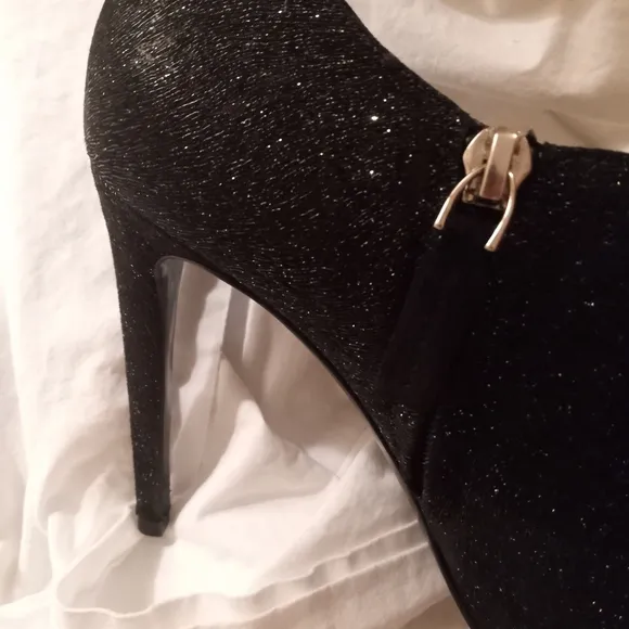 Ralph Lauren Collection Tahira Black Glitter Ankle Boots 9.5