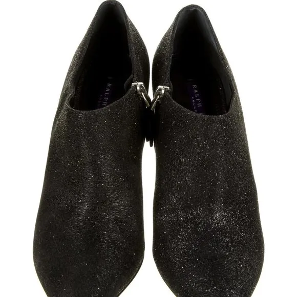 Ralph Lauren Collection Tahira Black Glitter Ankle Boots 9.5