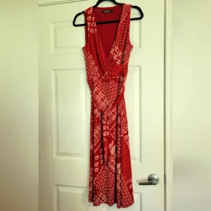 Ralph Lauren Maroon Red Paisley Sleeveless Maxi Wrap Dress Sz 12