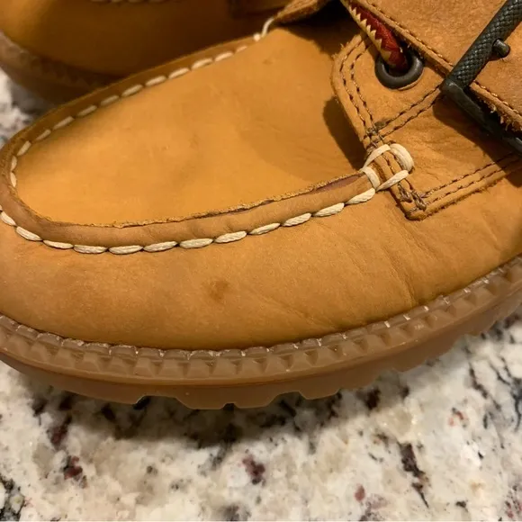 Ralph Lauren Polo Boys Ranger Hi Tan Cashew Leather Boots Size 2.5