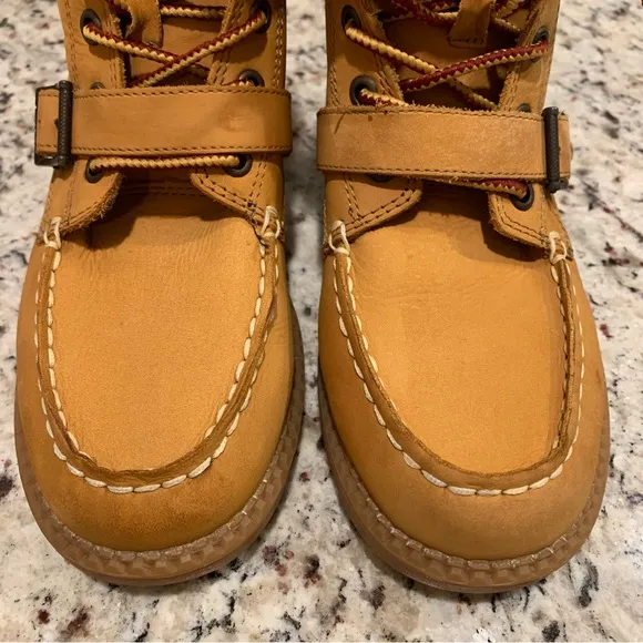 Ralph Lauren Polo Boys Ranger Hi Tan Cashew Leather Boots Size 2.5
