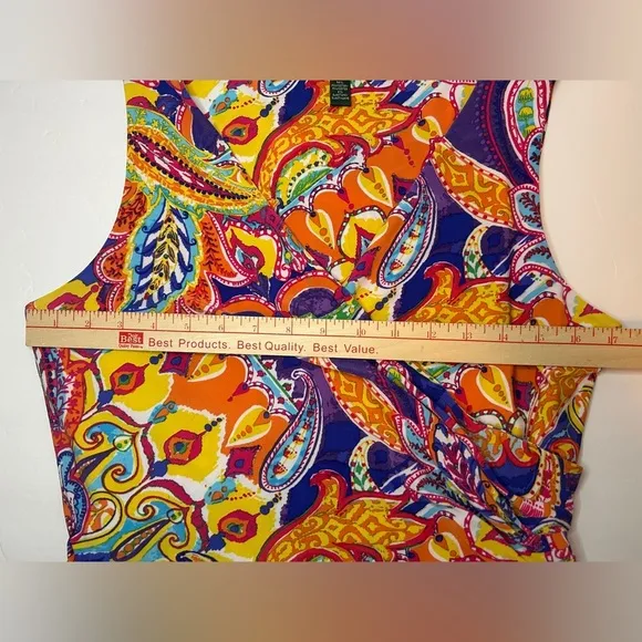 Ralph Lauren Women's Colorful Stretch Print Dress Size L