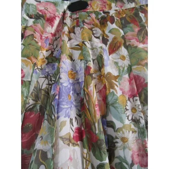 Ramsay of Dublin Floral Knife Pleat Skirt Lined Made in Ireland Large GUC